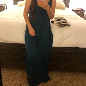 Love stitch long blue dress with pockets! S/M